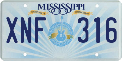 MS license plate XNF316