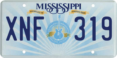 MS license plate XNF319