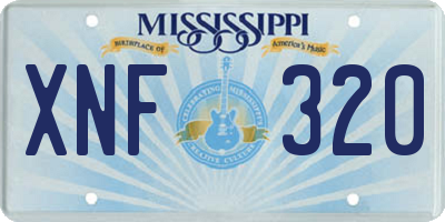 MS license plate XNF320