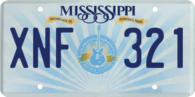 MS license plate XNF321