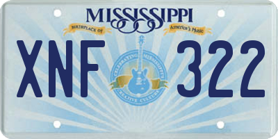 MS license plate XNF322