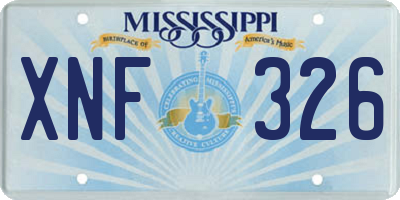 MS license plate XNF326