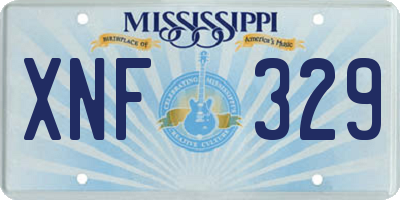 MS license plate XNF329