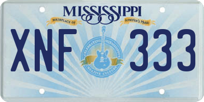 MS license plate XNF333