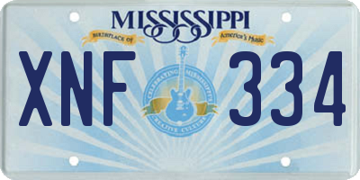 MS license plate XNF334