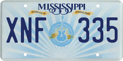 MS license plate XNF335