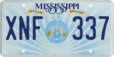 MS license plate XNF337