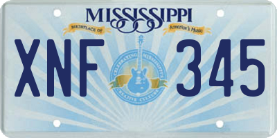 MS license plate XNF345