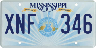 MS license plate XNF346