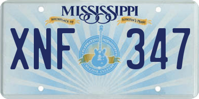 MS license plate XNF347