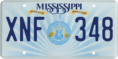 MS license plate XNF348