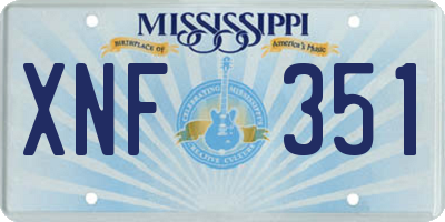 MS license plate XNF351
