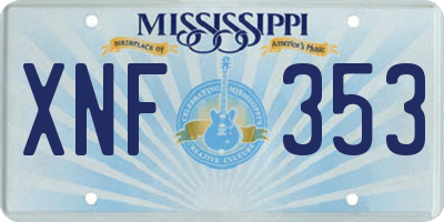 MS license plate XNF353