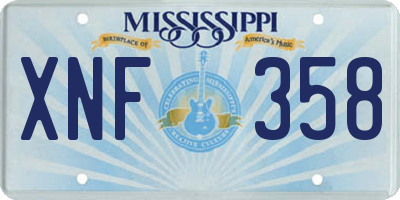 MS license plate XNF358