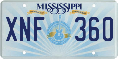 MS license plate XNF360