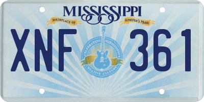 MS license plate XNF361