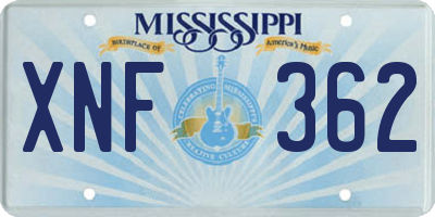 MS license plate XNF362