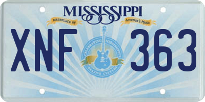 MS license plate XNF363