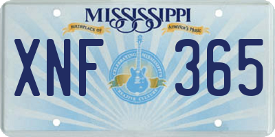 MS license plate XNF365