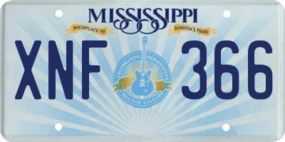 MS license plate XNF366