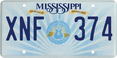 MS license plate XNF374