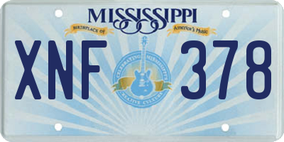 MS license plate XNF378