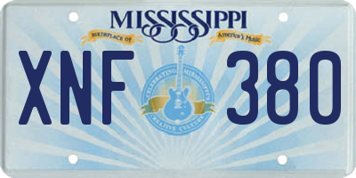 MS license plate XNF380