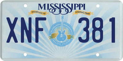 MS license plate XNF381