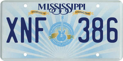 MS license plate XNF386