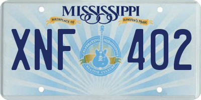 MS license plate XNF402