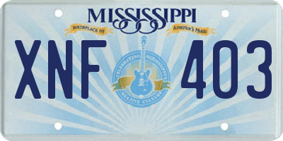 MS license plate XNF403