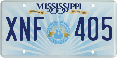 MS license plate XNF405