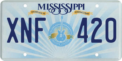MS license plate XNF420