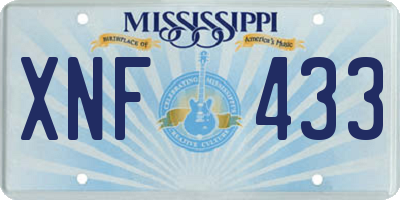 MS license plate XNF433