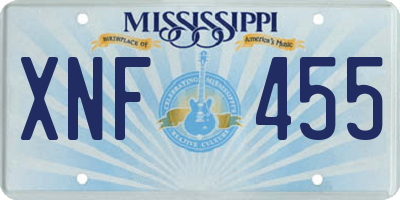 MS license plate XNF455