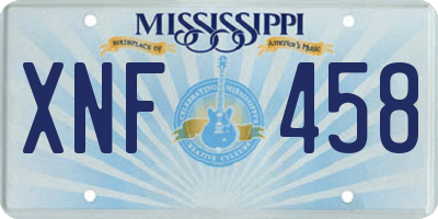 MS license plate XNF458