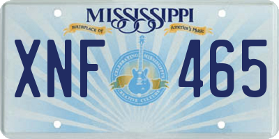 MS license plate XNF465