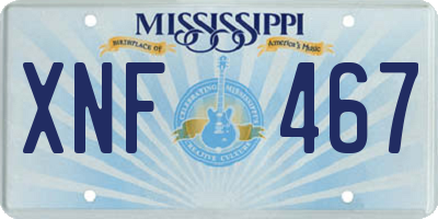 MS license plate XNF467