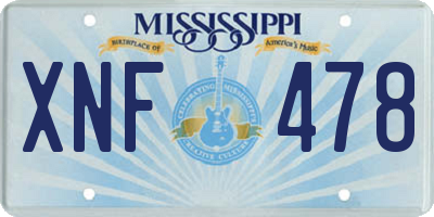 MS license plate XNF478