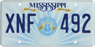 MS license plate XNF492