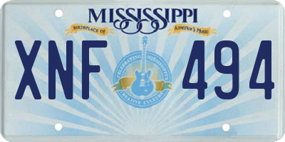 MS license plate XNF494