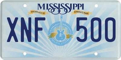 MS license plate XNF500