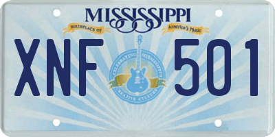 MS license plate XNF501
