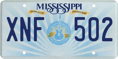 MS license plate XNF502