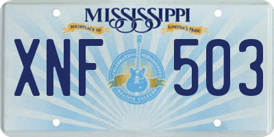 MS license plate XNF503