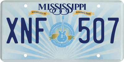 MS license plate XNF507