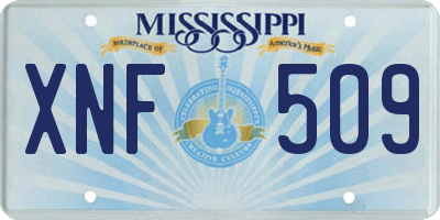 MS license plate XNF509