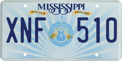 MS license plate XNF510