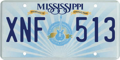MS license plate XNF513