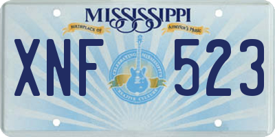 MS license plate XNF523